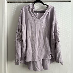 Cato Lavender Hoodie with Crochet Sleeves
